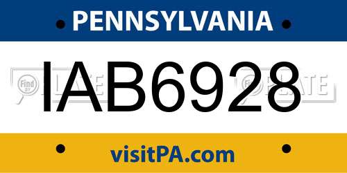 IAB6928 Pennsylvania License Plate