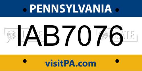 IAB7076 Pennsylvania License Plate