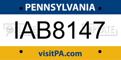 IAB8147 Pennsylvania License Plate
