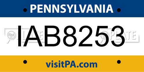 IAB8253 Pennsylvania License Plate