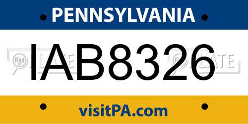IAB8326 Pennsylvania License Plate