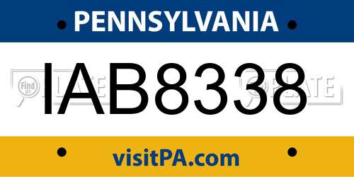 IAB8338 Pennsylvania License Plate