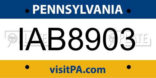 IAB8903 Pennsylvania License Plate