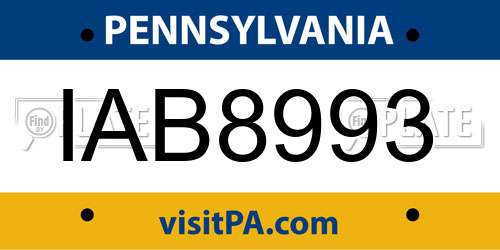 IAB8993 Pennsylvania License Plate