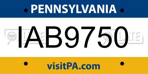 IAB9750 Pennsylvania License Plate