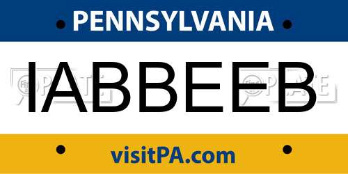 IABBEEB Pennsylvania License Plate