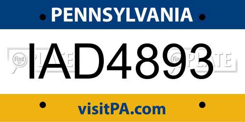 IAD4893 Pennsylvania License Plate