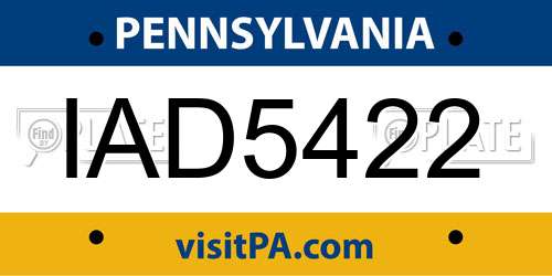 IAD5422 Pennsylvania License Plate