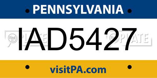 IAD5427 Pennsylvania License Plate