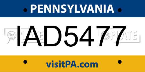 IAD5477 Pennsylvania License Plate