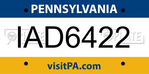 IAD6422 Pennsylvania License Plate