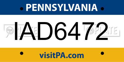 IAD6472 Pennsylvania License Plate