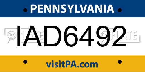 IAD6492 Pennsylvania License Plate