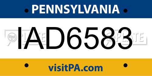 IAD6583 Pennsylvania License Plate