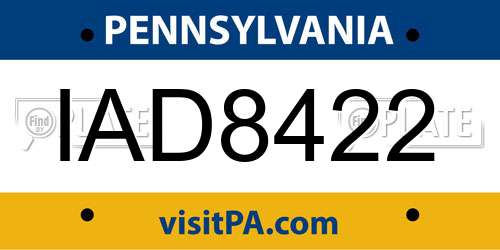IAD8422 Pennsylvania License Plate