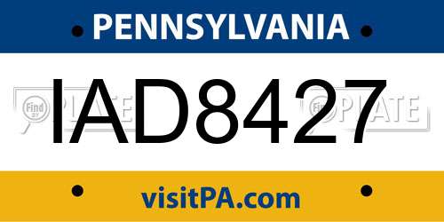 IAD8427 Pennsylvania License Plate