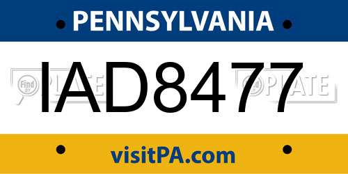 IAD8477 Pennsylvania License Plate