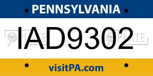 IAD9302 Pennsylvania License Plate