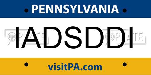 IADSDDI Pennsylvania License Plate
