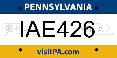 IAE426 Pennsylvania License Plate