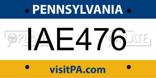 IAE476 Pennsylvania License Plate