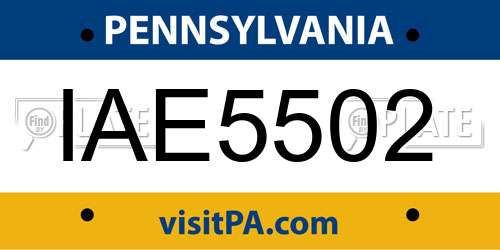 IAE5502 Pennsylvania License Plate