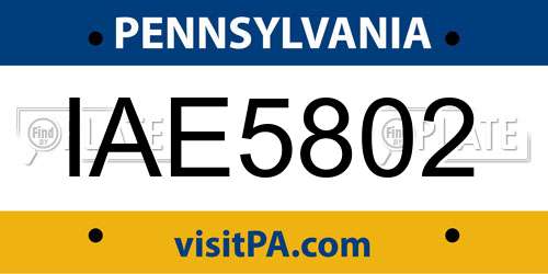 IAE5802 Pennsylvania License Plate
