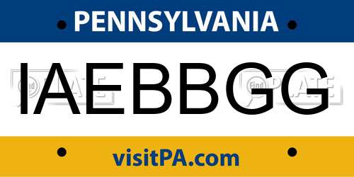 IAEBBGG Pennsylvania License Plate