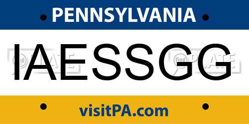 IAESSGG Pennsylvania License Plate