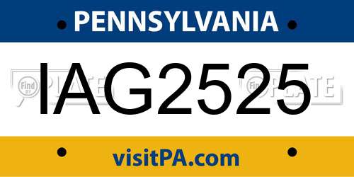 IAG2525 Pennsylvania License Plate