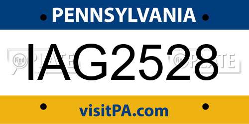 IAG2528 Pennsylvania License Plate