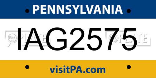 IAG2575 Pennsylvania License Plate