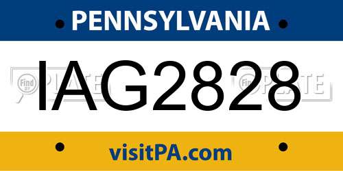 IAG2828 Pennsylvania License Plate