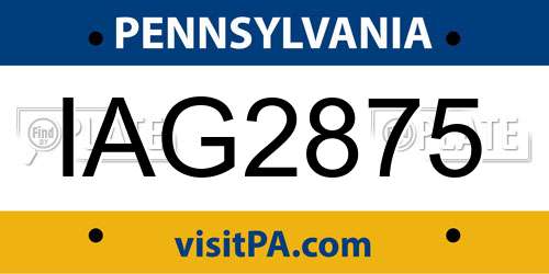IAG2875 Pennsylvania License Plate