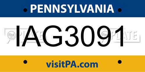 IAG3091 Pennsylvania License Plate