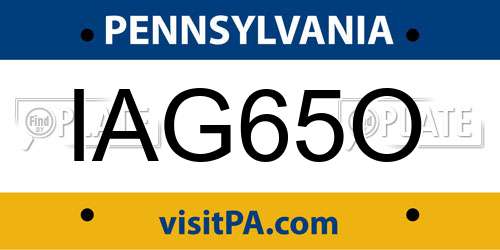 IAG65O Pennsylvania License Plate