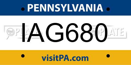IAG680 Pennsylvania License Plate
