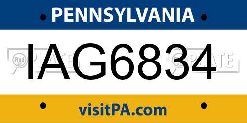 IAG6834 Pennsylvania License Plate