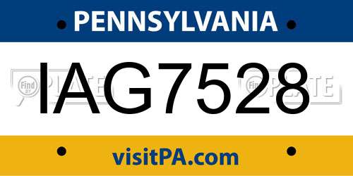 IAG7528 Pennsylvania License Plate
