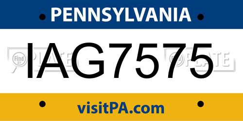 IAG7575 Pennsylvania License Plate