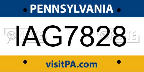 IAG7828 Pennsylvania License Plate