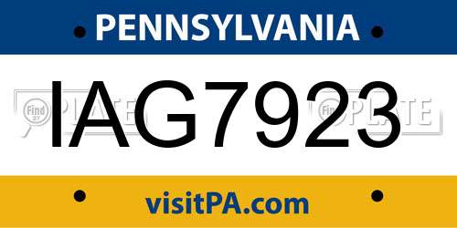 IAG7923 Pennsylvania License Plate