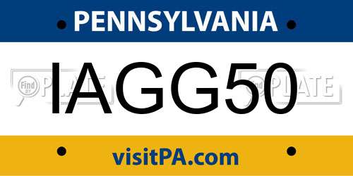 IAGG50 Pennsylvania License Plate