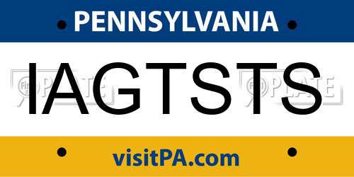 IAGTSTS Pennsylvania License Plate