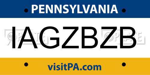 IAGZBZB Pennsylvania License Plate