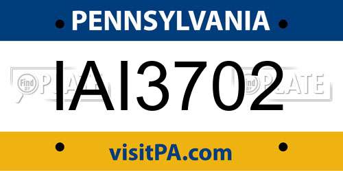 IAI3702 Pennsylvania License Plate