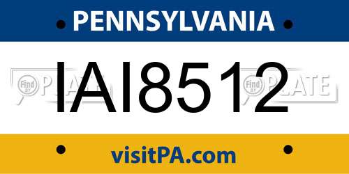 IAI8512 Pennsylvania License Plate