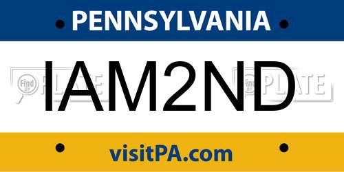 IAM2ND Pennsylvania License Plate