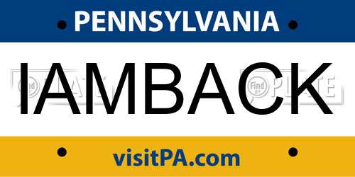 IAMBACK Pennsylvania License Plate