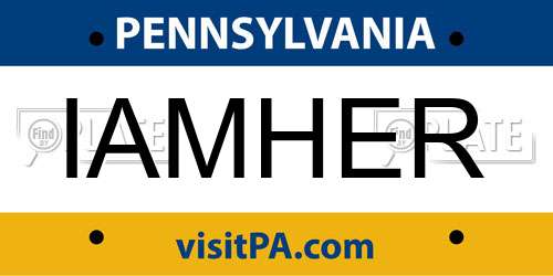 IAMHER Pennsylvania License Plate